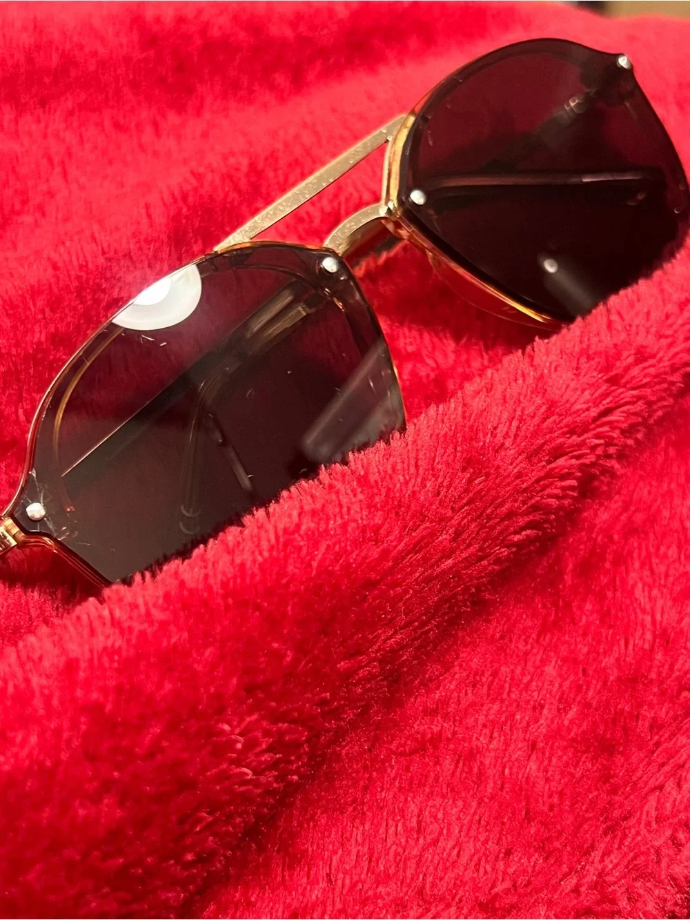 Gold Tone Sunglasses Dark Brown Lenses